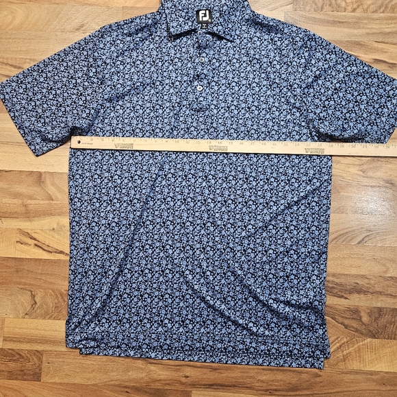 FootJoy Golf Polo Shirt XL Blue Floral Print Performance - Picture 3 of 6